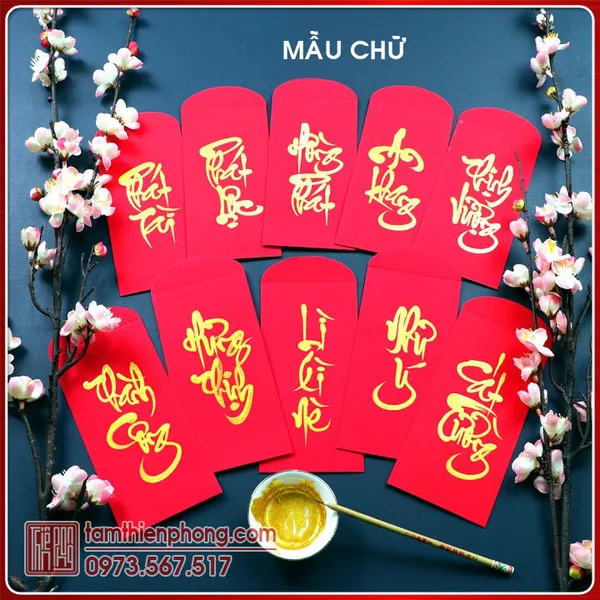 10 Bao Lì Xì Thư Pháp Tết Ất Tỵ 2025 - Viết Chữ Theo Yêu Cầu