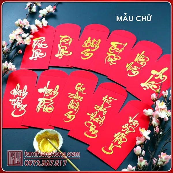 10 Bao Lì Xì Thư Pháp Tết Ất Tỵ 2025 - Viết Chữ Theo Yêu Cầu