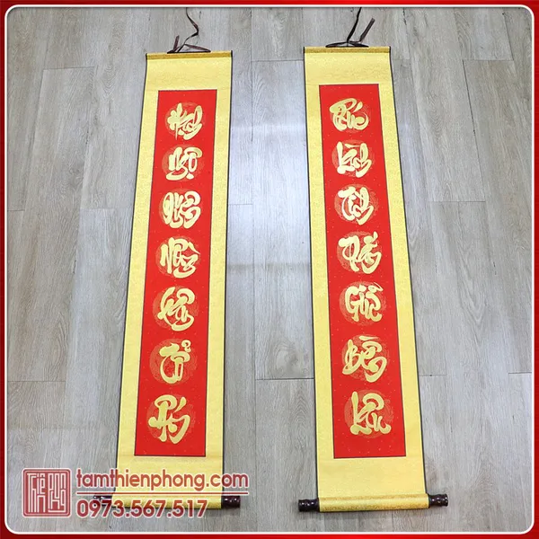 Câu đối Thư pháp Vợ Chồng - 25x 135cm