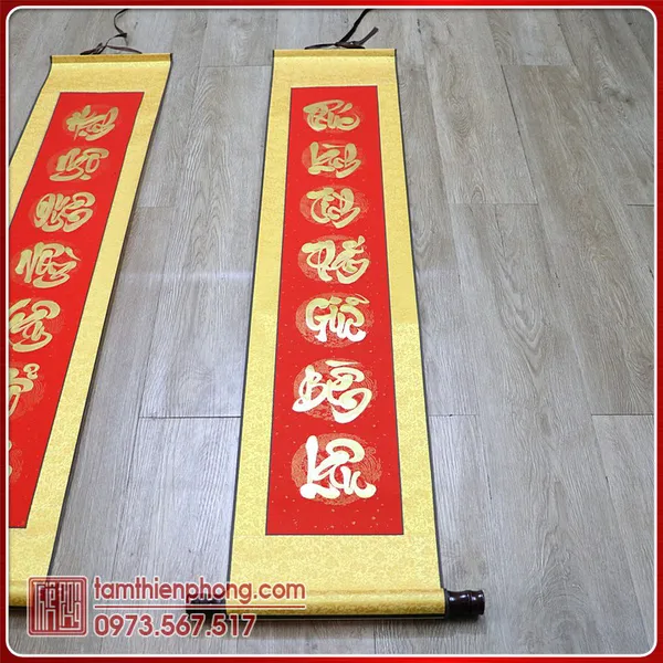 Câu đối Thư pháp Vợ Chồng - 25x 135cm