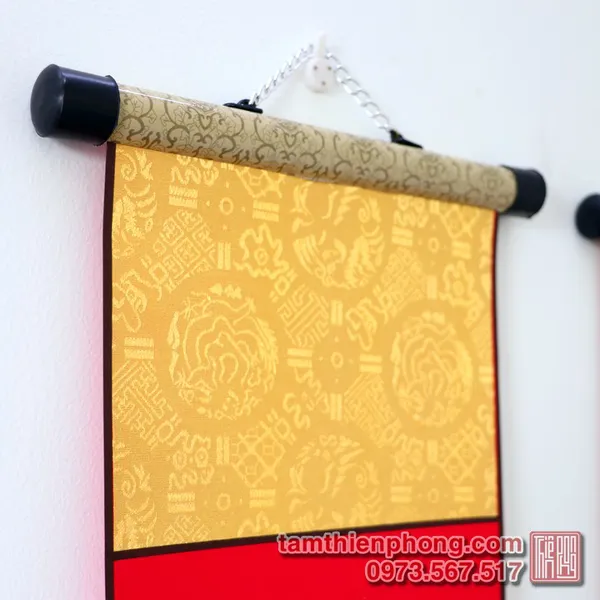 Câu đối Tết 01 - Giấy nhung bo lụa - 20x107cm