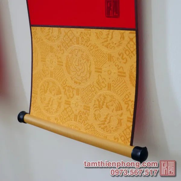 Câu đối Tết 02 - Giấy nhung bo lụa - 20x107cm