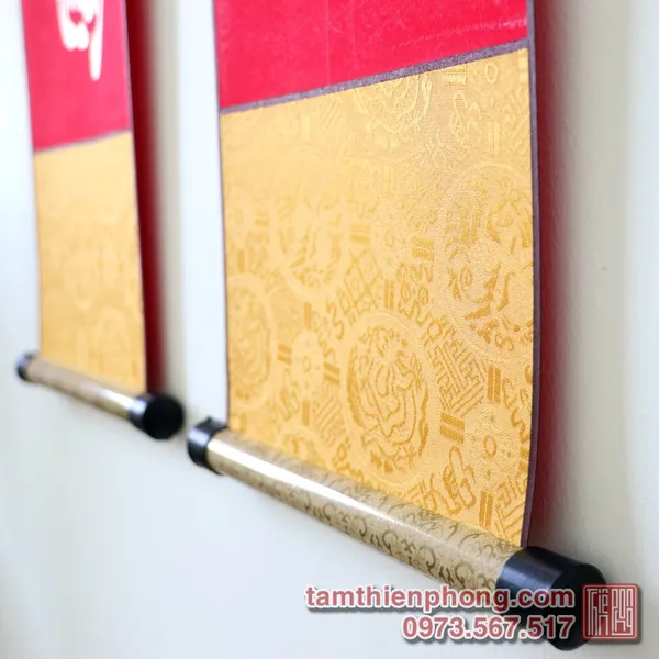 Câu đối Tết 01 - Giấy nhung bo lụa - 20x107cm