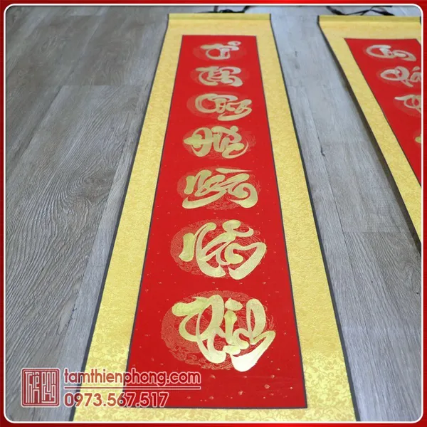 Liễn treo Câu đối Tết 02 - Vải gấm - 25x130cm