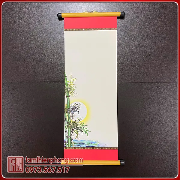 Giấy Viết Thư Pháp | 5 Tờ Giấy Ốp In Hình 20x54cm (Có Nẹp)