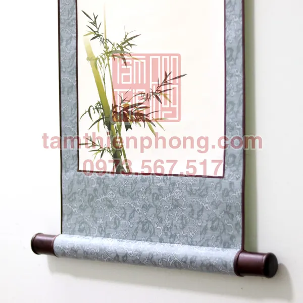 Liễn Lụa In Hình - 30x80cm - Mẫu Trúc (Màu ngẫu nhiên)