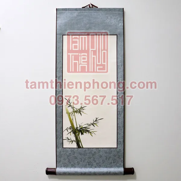 Liễn Lụa In Hình - 30x80cm - Mẫu Trúc (Màu ngẫu nhiên)