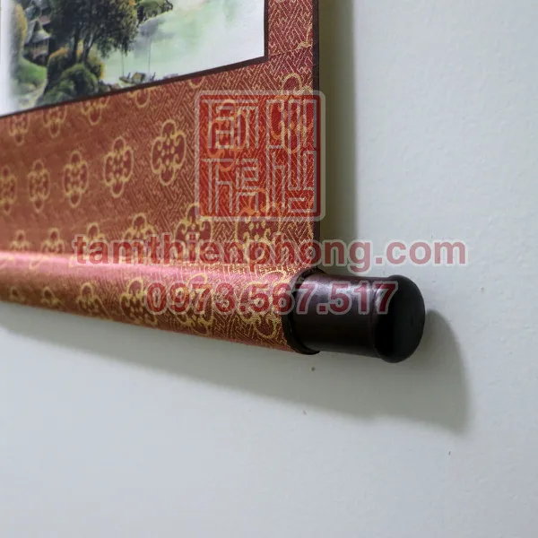 Liễn Lụa In Hình - 30x80cm - Mẫu Sơn Thủy (Màu ngẫu nhiên)