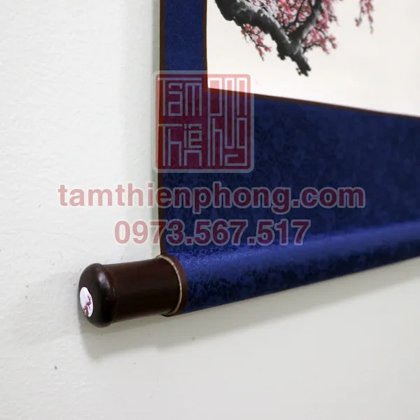 Liễn Lụa In Hình - 30x80cm - Mẫu Hoa Đào (Màu ngẫu nhiên)