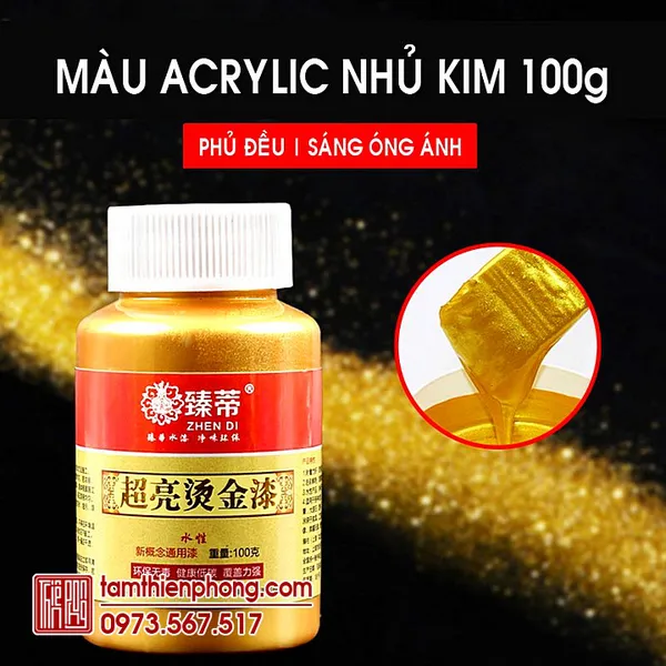 Cực Sáng | Màu Acrylic Nhủ Kim Viết Thư Pháp | 100g