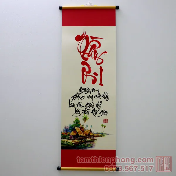 Thư pháp chữ Thầy Ơi - Liễn giấy 2 đầu đỏ - 27 x 79cm