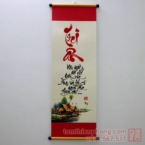 Thư pháp chữ Tri Ân - Liễn giấy 2 đầu đỏ - 27 x 79cm