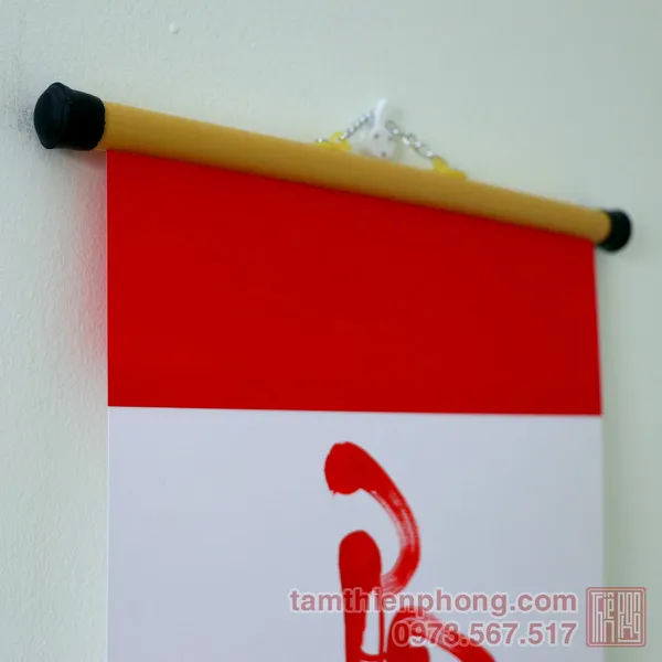 Thư pháp chữ Ơn Cô - Liễn giấy 2 đầu đỏ - 27 x 70cm