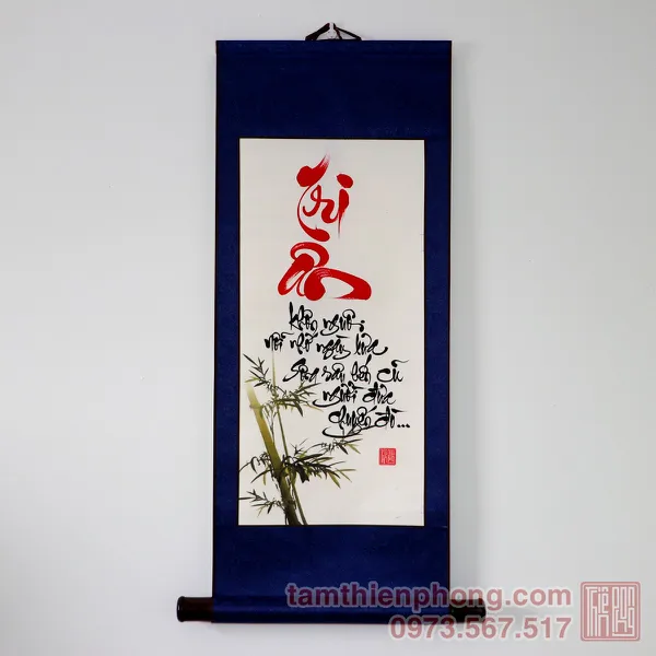 Thư pháp chữ Tri Ân - Liễn bo lụa - 30 x 80cm (Màu ngẫu nhiên)