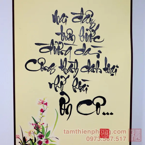 Thư pháp chữ Ơn Cô - Liễn giấy bo lụa - 27 x 80cm