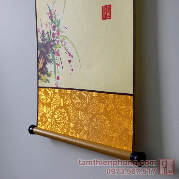 Thư pháp chữ Ơn Cô - Liễn giấy bo lụa - 27 x 80cm