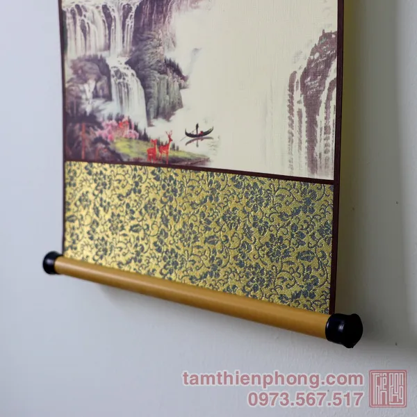 Thư pháp chữ Ân - Liễn giấy bo lụa - 27 x 80cm