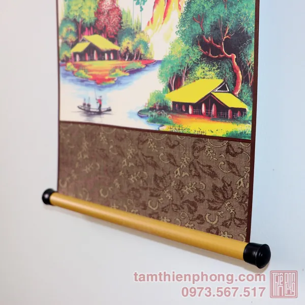Thư pháp chữ Ơn Cô - Liễn giấy bo lụa - 27 x 80cm