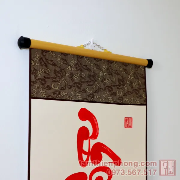 Thư pháp chữ Ơn Cô - Liễn giấy bo lụa - 27 x 80cm