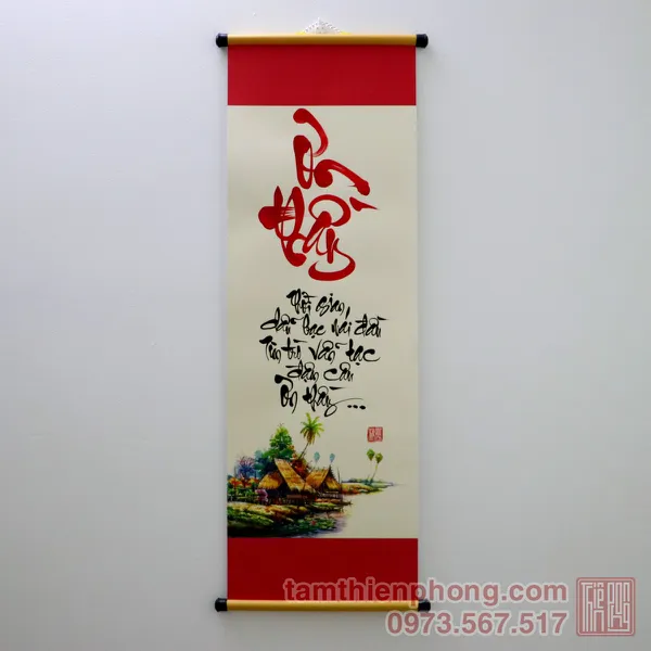 Thư pháp chữ Ơn Thầy - Liễn giấy 2 đầu đỏ - 27 x 79cm