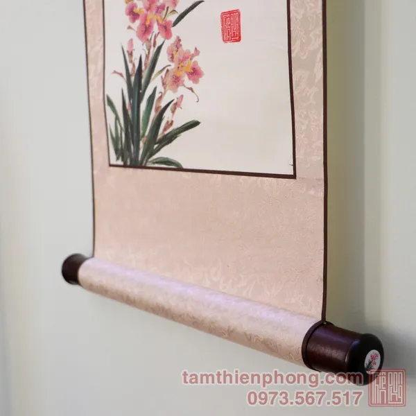 Thư pháp chữ Mẹ - Liễn bo lụa - 30 x 80cm (Màu ngẫu nhiên)