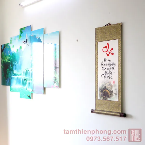 Thư pháp chữ Cha - Liễn bo lụa - 30 x 80cm (Màu ngẫu nhiên)