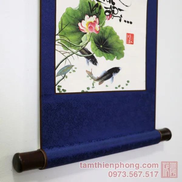 Thư pháp chữ Phật - Liễn bo lụa - 30 x 80cm (Màu ngẫu nhiên)