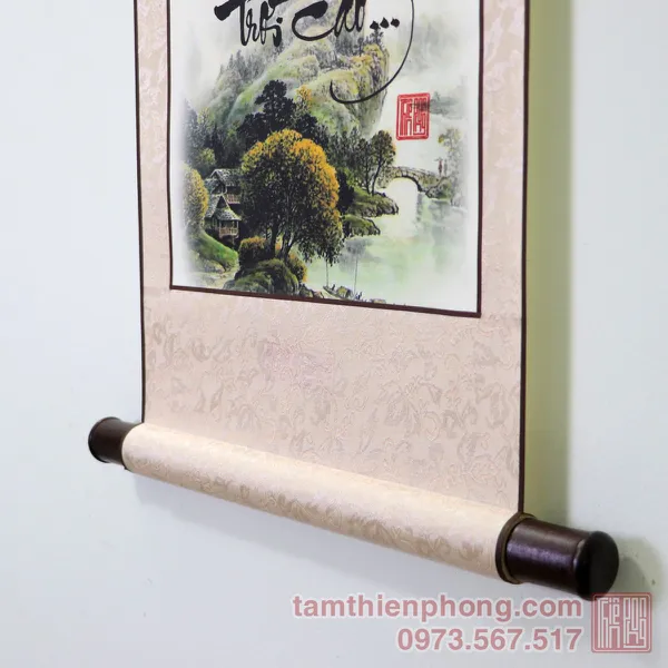 Thư pháp chữ Nhẫn - Liễn bo lụa - 30 x 80cm (Màu ngẫu nhiên)