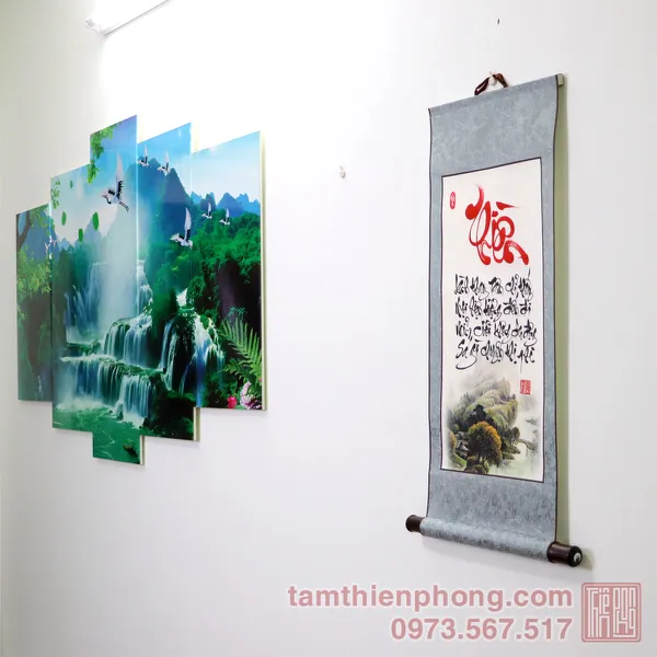 Thư pháp chữ Thiền - Liễn bo lụa - 30 x 80cm (Màu ngẫu nhiên)