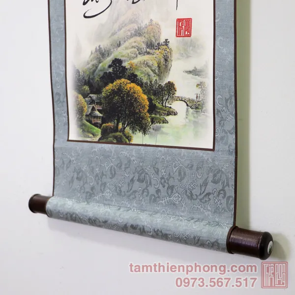 Thư pháp chữ Thiền - Liễn bo lụa - 30 x 80cm (Màu ngẫu nhiên)