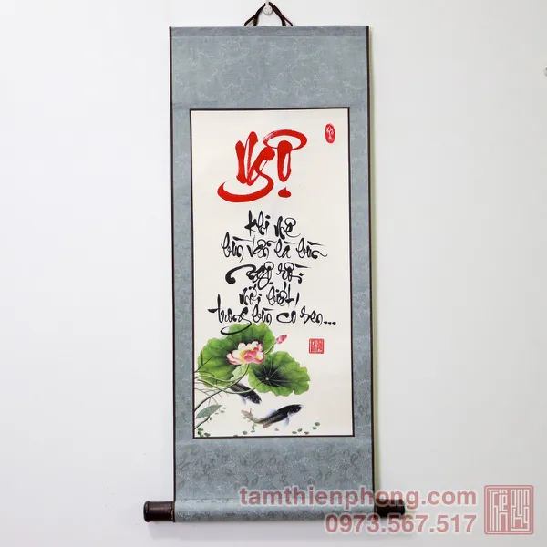 Thư pháp chữ Ngộ - Liễn bo lụa - 30 x 80cm (Màu ngẫu nhiên)