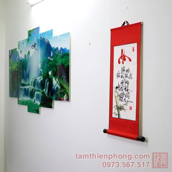 Thư pháp chữ An - Liễn bo lụa - 30 x 80cm (Màu ngẫu nhiên)