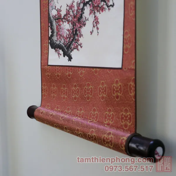 Thư pháp chữ Phúc - Liễn bo lụa - 30 x 80cm (Màu ngẫu nhiên)