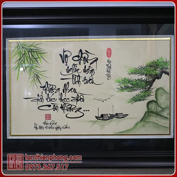 Tranh Thư pháp về Vợ Chồng - 47x67cm