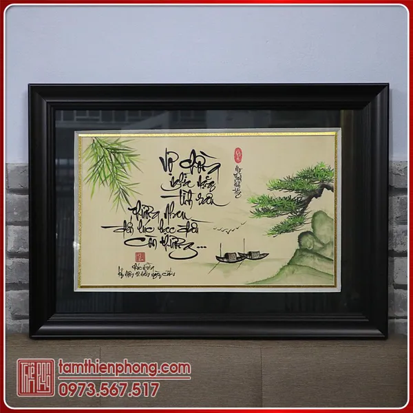 Tranh Thư pháp về Vợ Chồng - 47x67cm