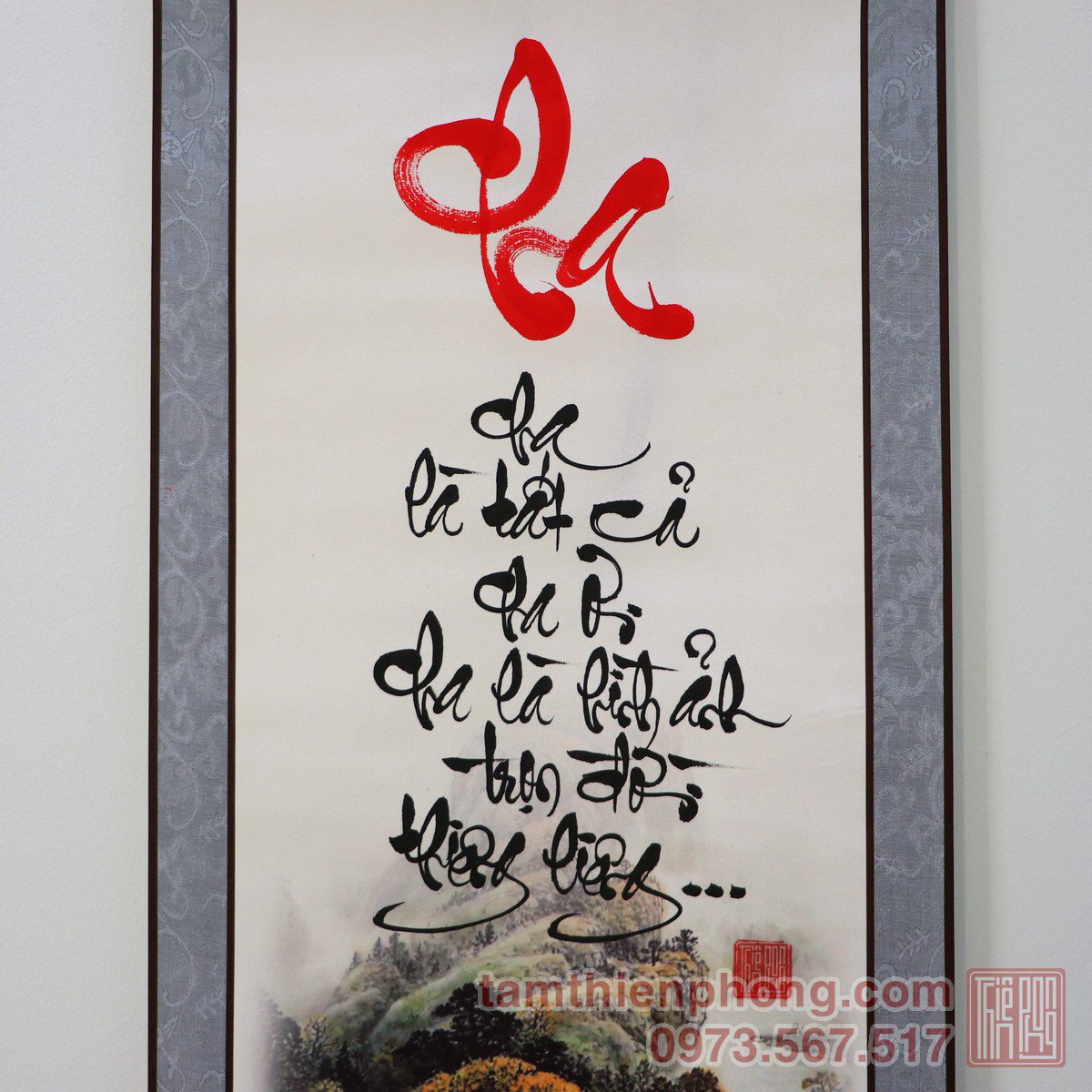 Thư pháp chữ Cha - Liễn bo lụa 30x80cm - Giá rẻ