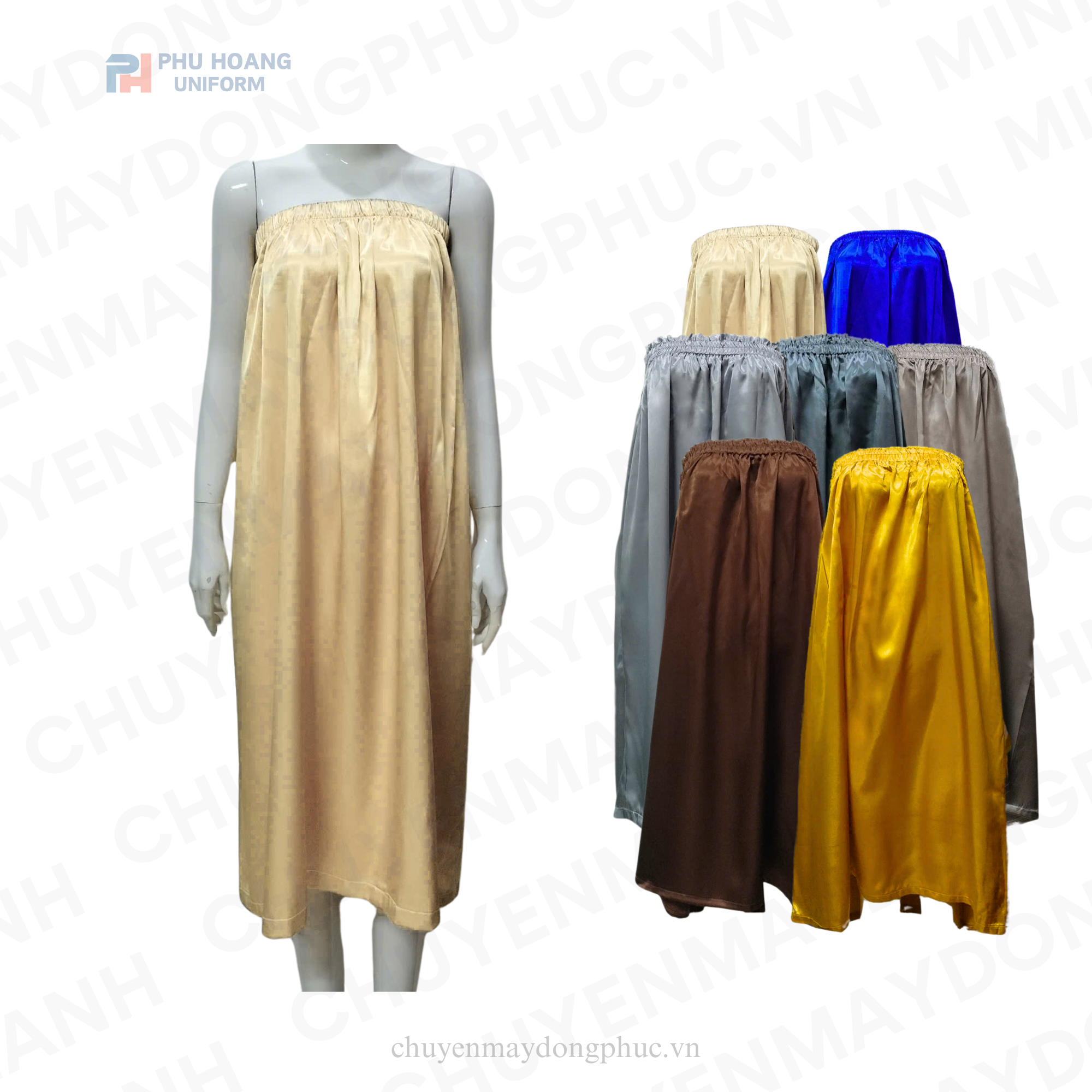 VÁY QUÂY SPA VÀNG NHẠT (MAY SẴN) SS011