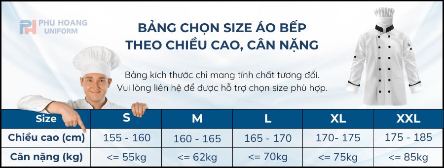 SIZE ÁO BẾP UNISEX
