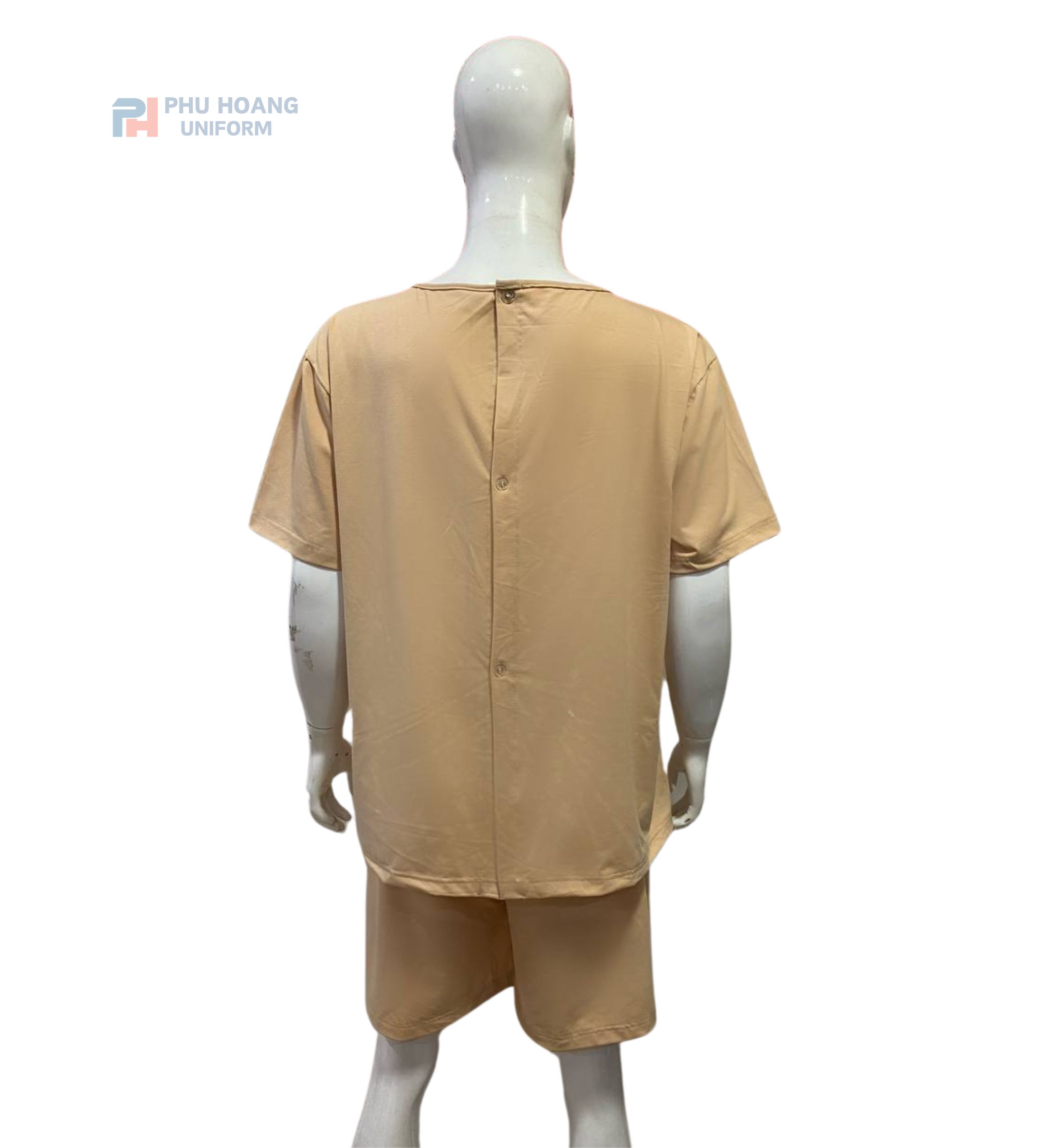 SET QUẦN ÁO SPA NÚT SAU LƯNG MÀU KEM (MAY SẴN) SS008