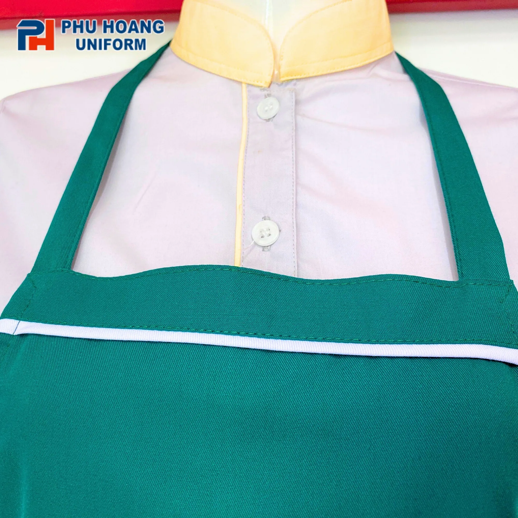 TẠP DỀ MÀU XANH LÁ PHỐI TRẮNG MAY SẴN SA021