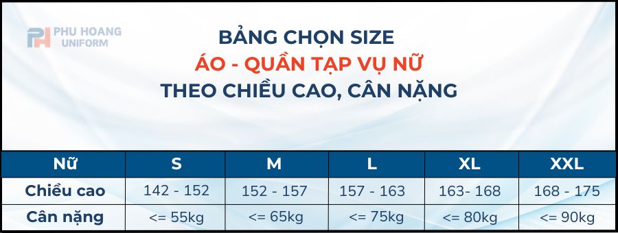 SIZE QUẦN NỮ