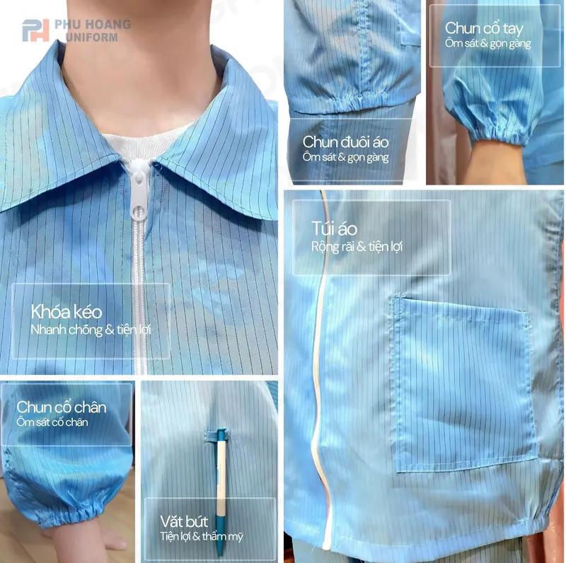 QUẦN ÁO CHỐNG TĨNH ĐIỆN (MAY SẴN)