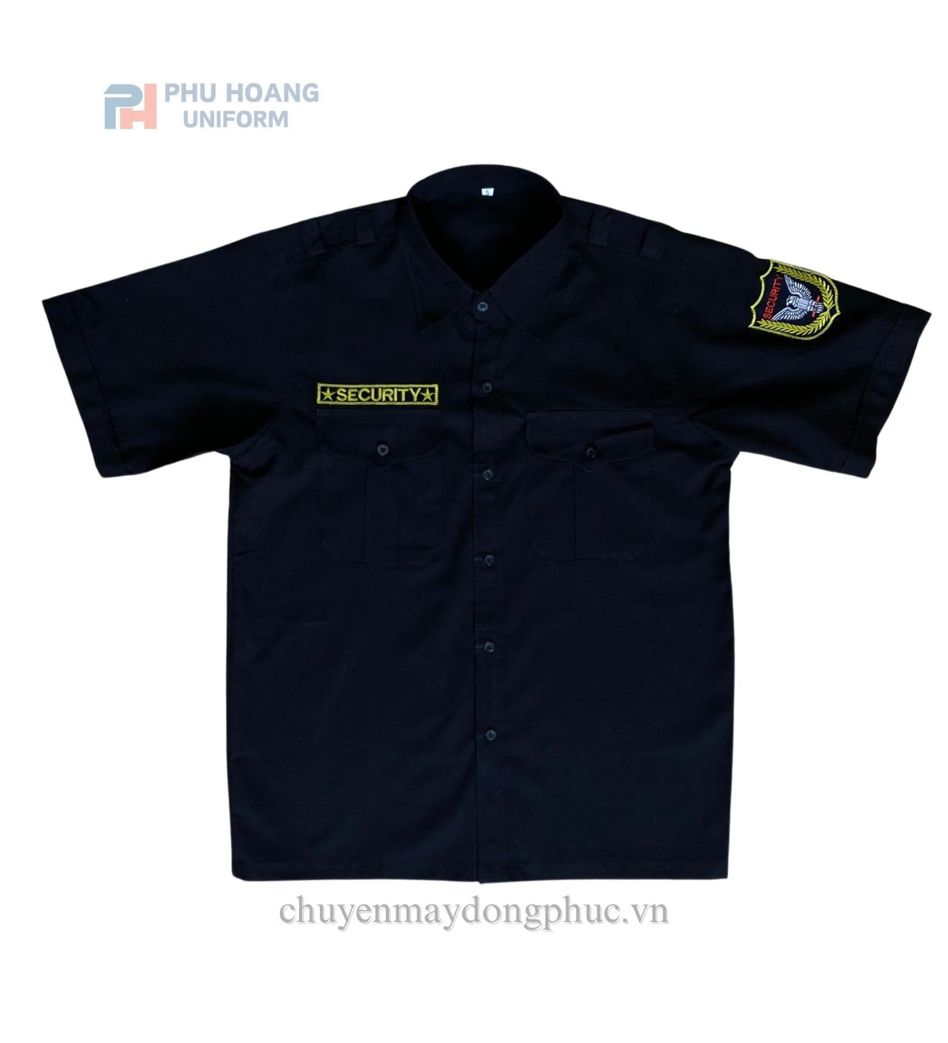 ÁO BẢO VỆ MÀU ĐEN TAY NGẮN MAY SẴN SQ007