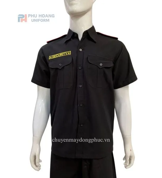 ÁO BẢO VỆ MÀU ĐEN TAY NGẮN MAY SẴN SQ007