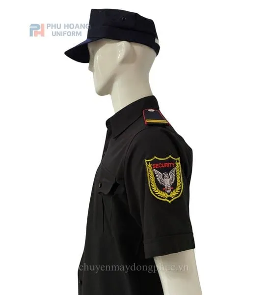 ÁO BẢO VỆ MÀU ĐEN TAY NGẮN MAY SẴN SQ007