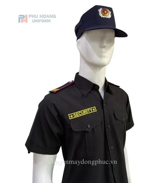 ÁO BẢO VỆ MÀU ĐEN TAY NGẮN MAY SẴN SQ007