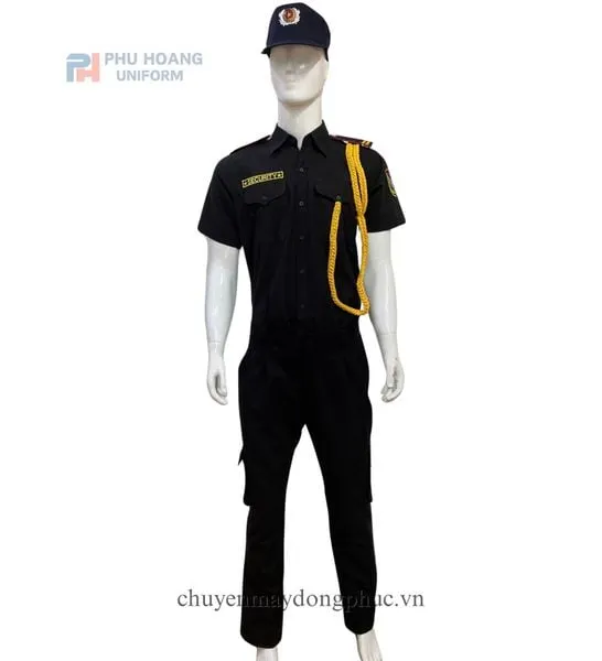 ÁO BẢO VỆ MÀU ĐEN TAY NGẮN MAY SẴN SQ007