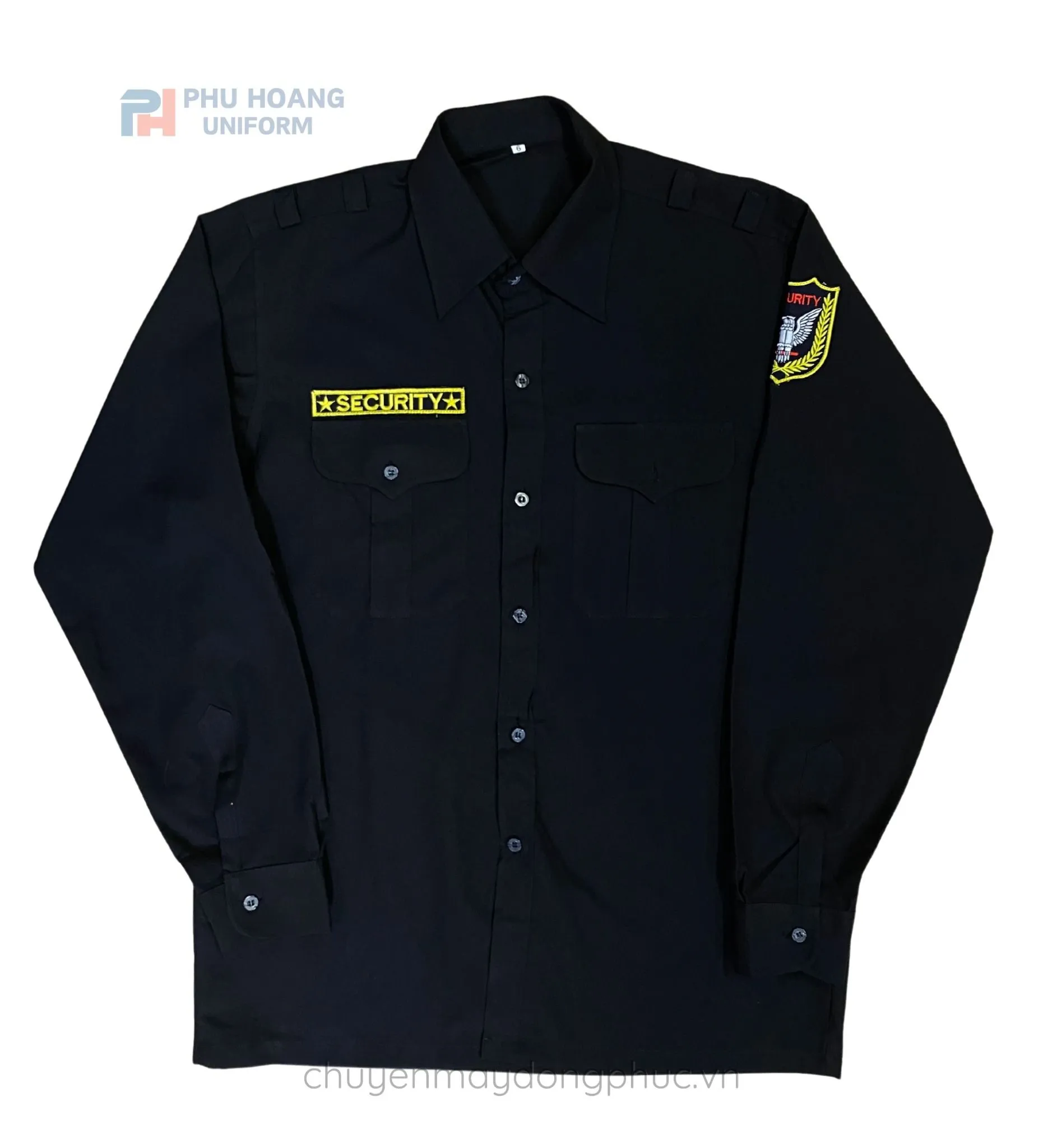 ÁO BẢO VỆ MÀU ĐEN TAY DÀI MAY SẴN SQ008