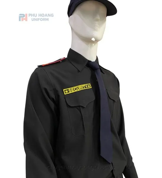 ÁO BẢO VỆ MÀU ĐEN TAY DÀI MAY SẴN SQ008