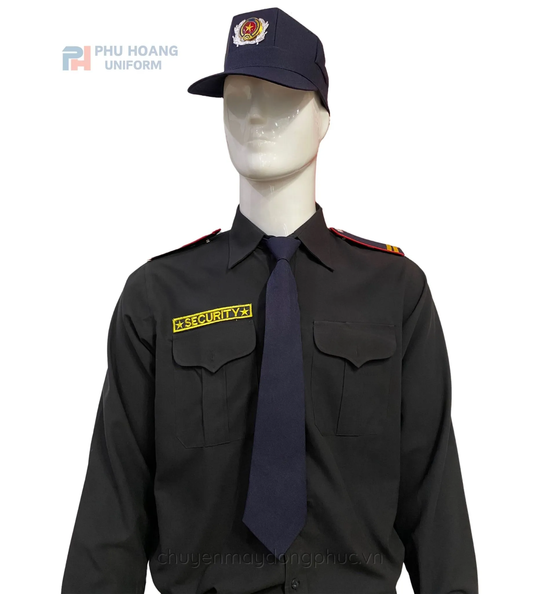 ÁO BẢO VỆ MÀU ĐEN TAY DÀI MAY SẴN SQ008